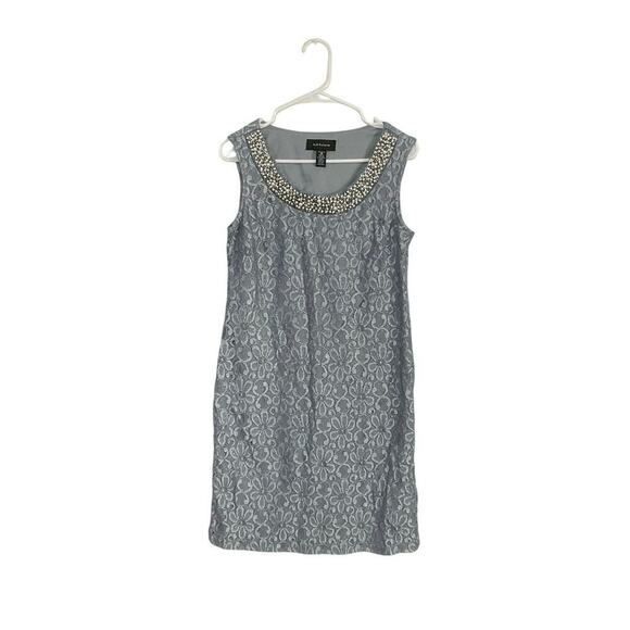 R&M Richards Dresses & Skirts - NWT R & M Richards Lace Shift Dress Size 10 Medium Gray Pearls Beaded